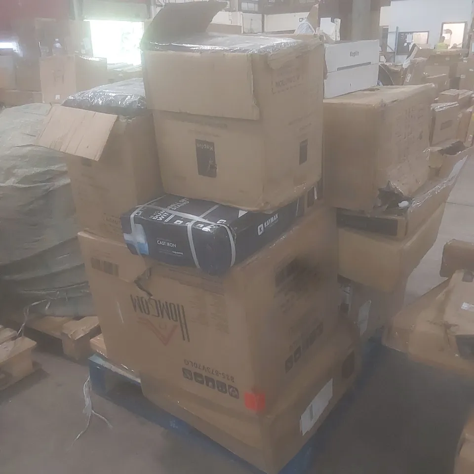 PALLET OF ASSORTED HOUSEHOLD GOODS AND INCOMPLETE FURNITURE PARTS 