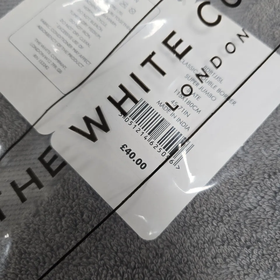 BAGGED THE WHITE COMPANY CLASSIC DOUBLE BORDER SUPER JUMBO TOWEL IN SLATE (115X180CM)