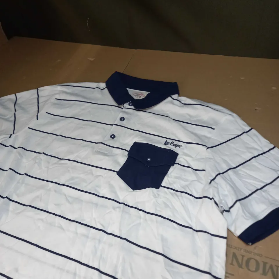MENS LEE COOPER STRIPE POLO SHIRT SIZE L