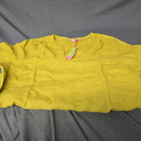 WHITE STUFF JUNE LINEN TOP YELLOW UK 24