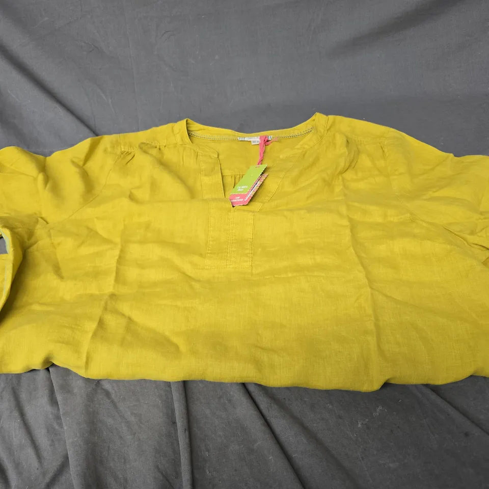 WHITE STUFF JUNE LINEN TOP YELLOW UK 24