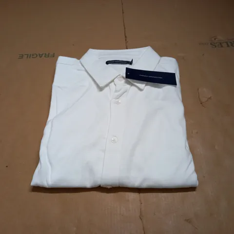 IN THE STYLE OF FRENCH CONNECTION LINEN WHITE PF CONRAST COLLAR JERSEY SHIRT XL