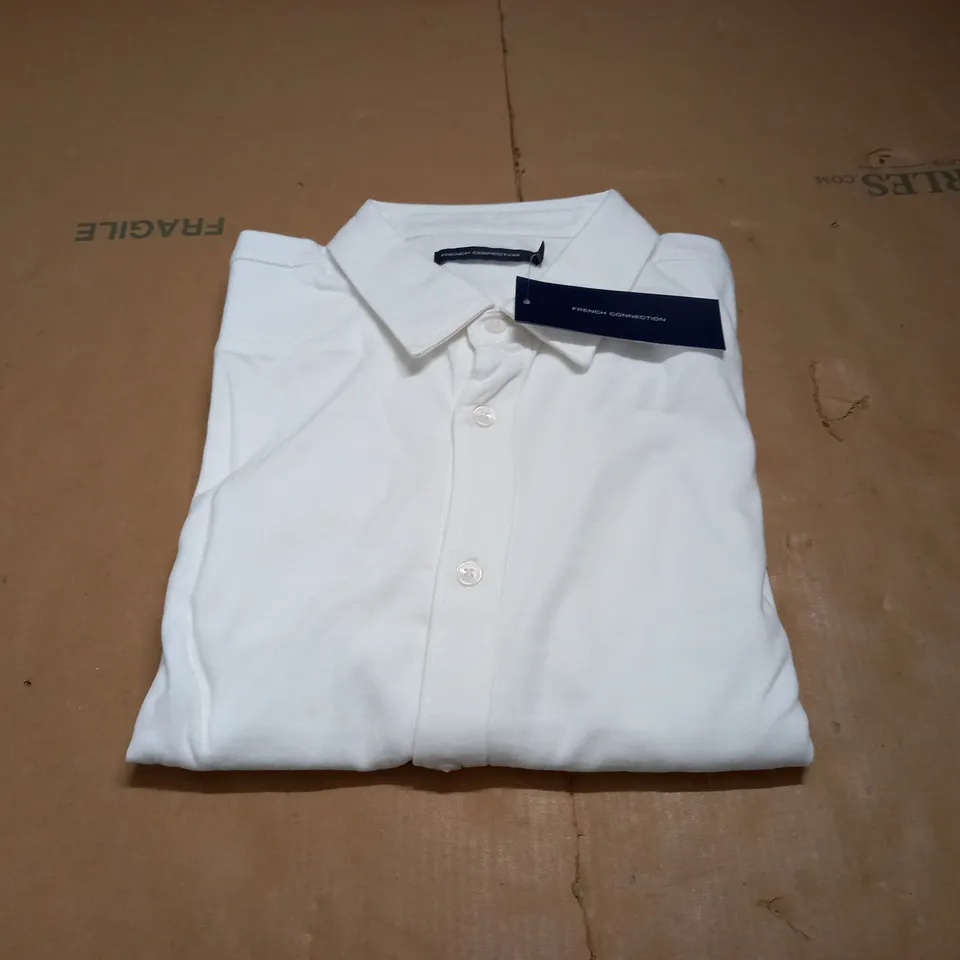 IN THE STYLE OF FRENCH CONNECTION LINEN WHITE PF CONRAST COLLAR JERSEY SHIRT XL