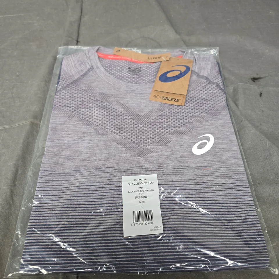 MENS RUNNING SEAMLESS T-SHIRT - GREY SIZE L 