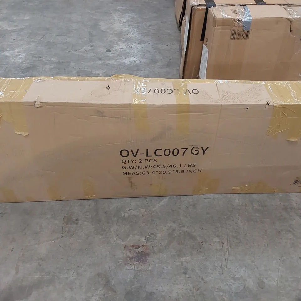 BOXED SET OF 2 ADJUSTABLE SUN LOUNGERS - GREY (1 BOX)