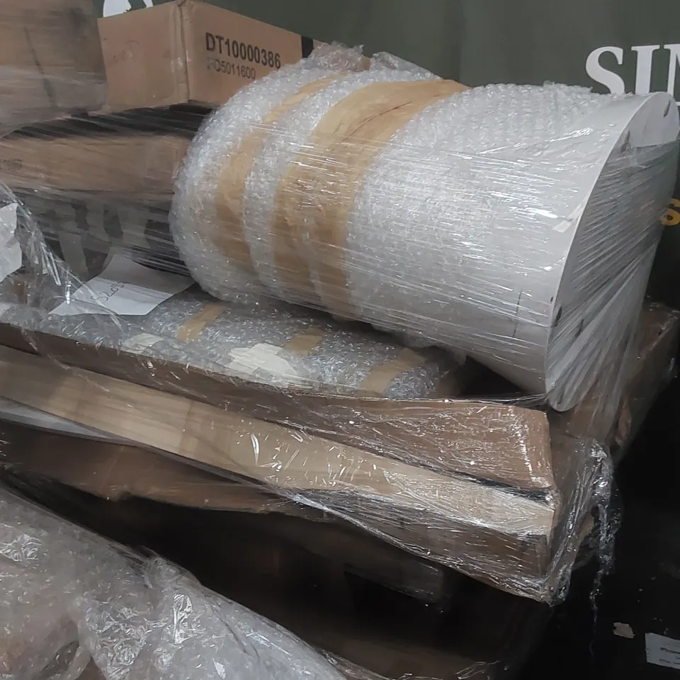 PALLET CONTAINING A LARGE QUANTITY OF ASSORTED DESIGNER FURNITURE PARTS ECT