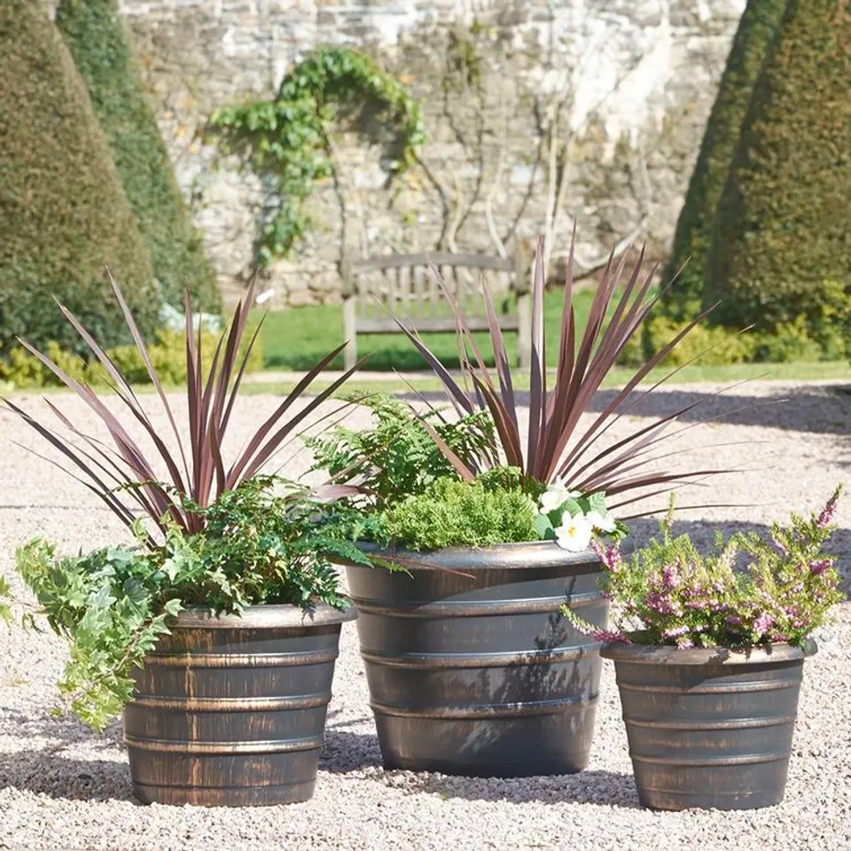 BOXED ALLSTON 3 PIECE PLASTIC PLANT POT SET (1 BOX)