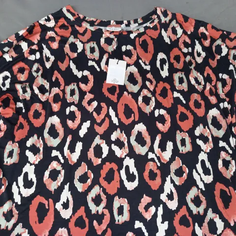MASAI PATTERNED TUNIC IN BLACK/CORAL SIZE MEDIUM