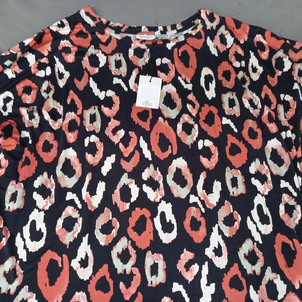 MASAI PATTERNED TUNIC IN BLACK/CORAL SIZE MEDIUM