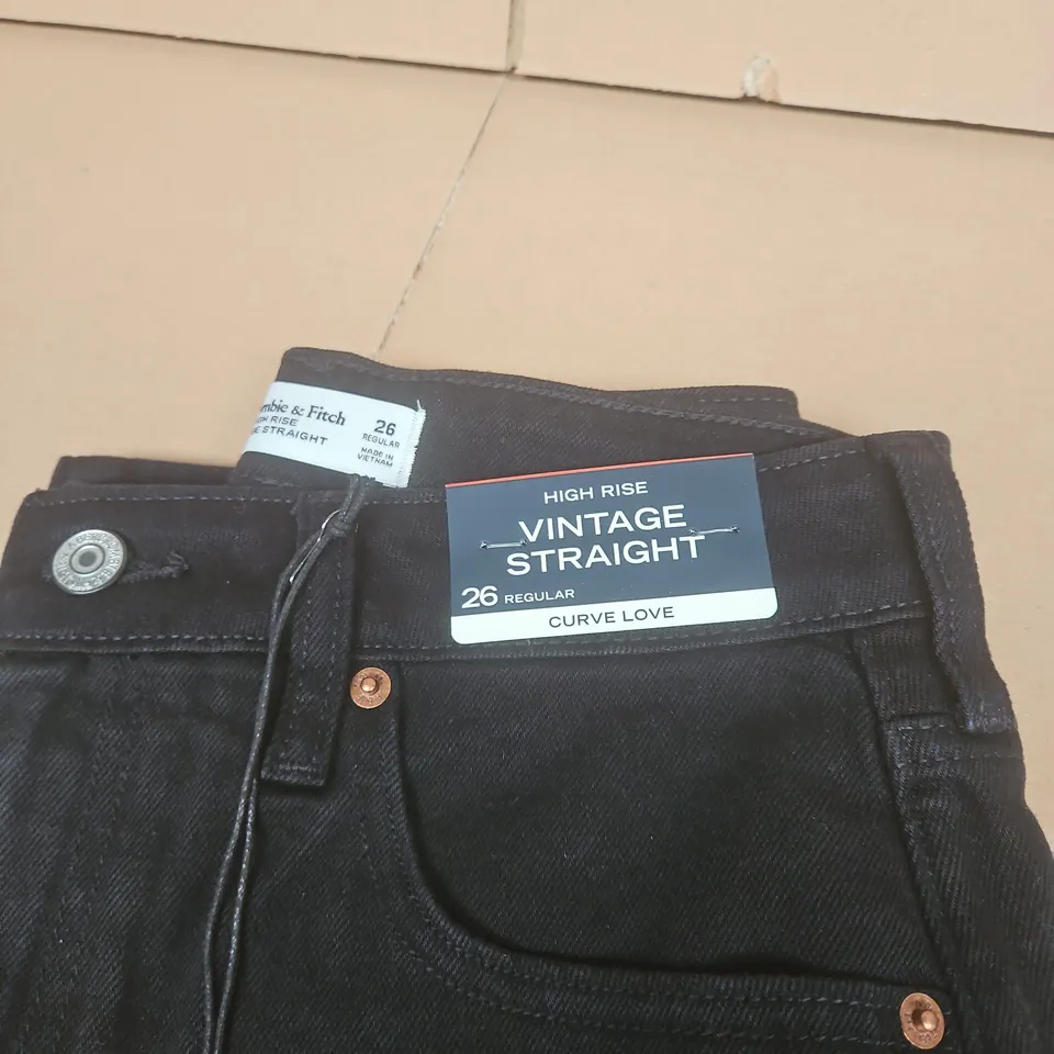 ABERCROMBIE & FITCH HIGH RISE VINTAGE STRAIGHT JEANS – BLACK, UK 6 (US 26), CURVE LOVE