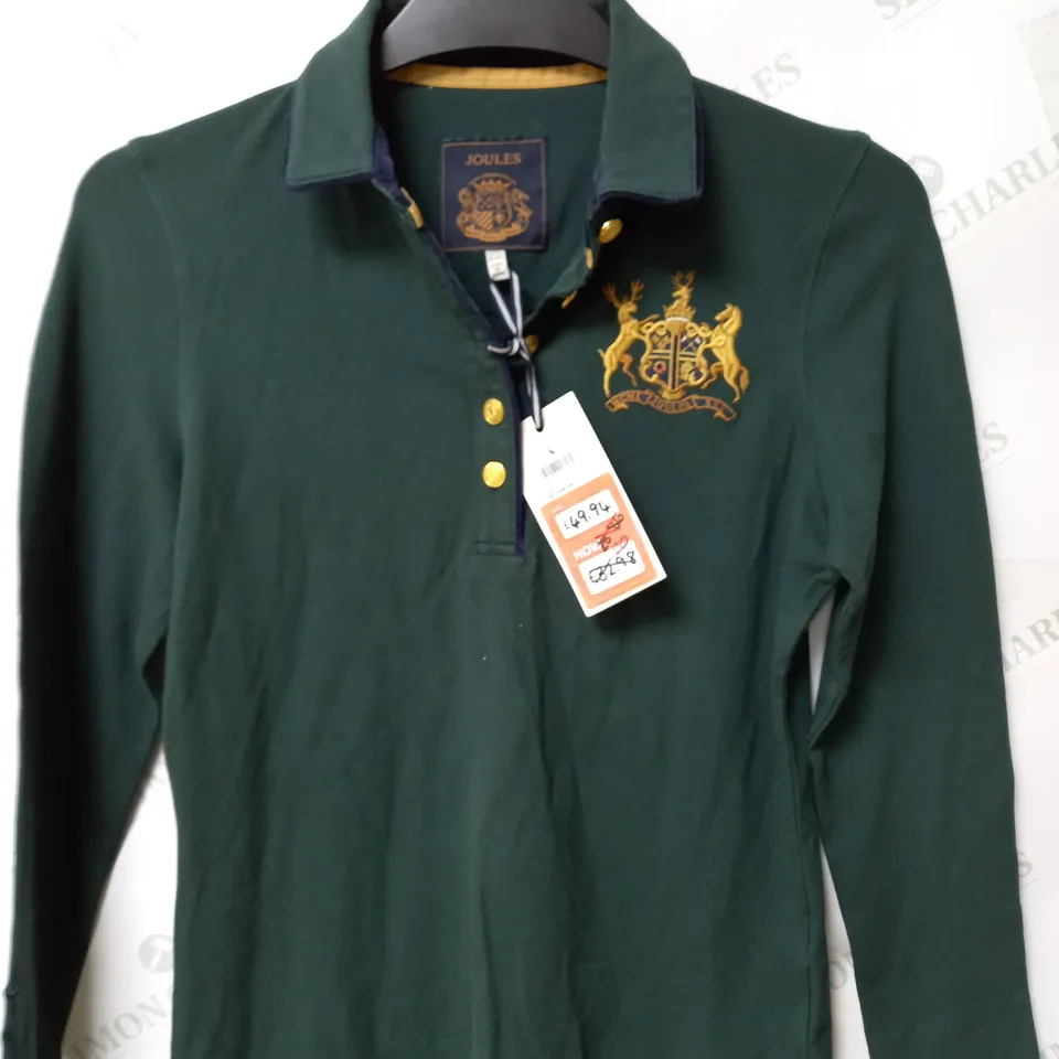 JOULES GREEN LONG SLEEVE POLO SHIRT - UK12