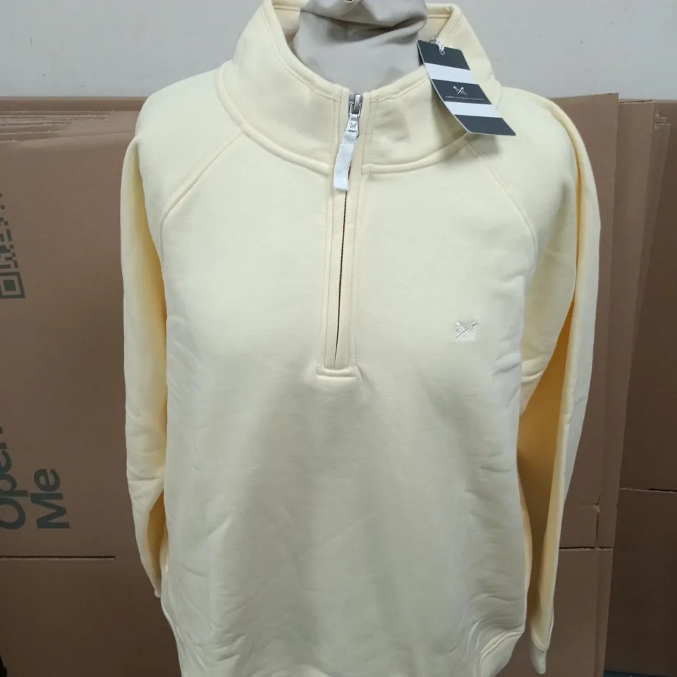 CREW CLOTHING COMPANY YELLOW QUARTER-ZIP FLEECE PULLOVER – UK 18