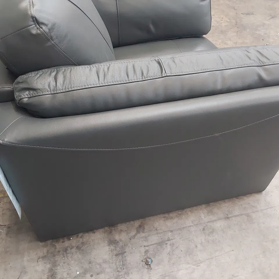 DESIGNER EASY CHAIR GREY LEATHER 
