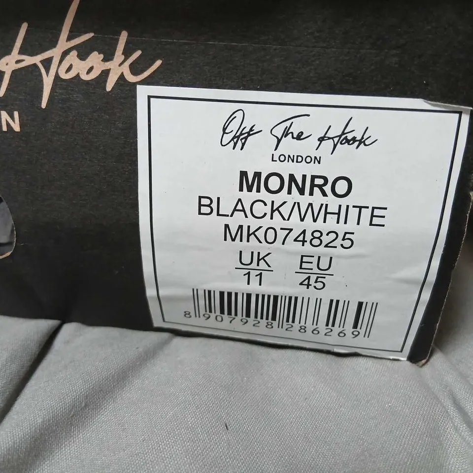 OFF THE HOOK LONDON MONRO BLACK/WHITE LEATHER LOAFERS – UK 11 (EU 45)