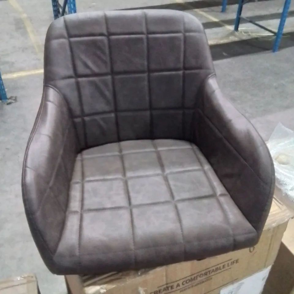 BOXED BLOOR SET OF TWO BROWN FAUX LEATHER DINING CHAIRS