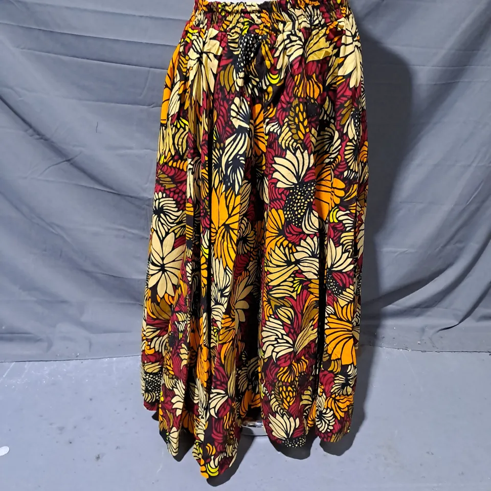 NEON AFRIQUE MIDAXI SKIRT IN MULTI FLORAL AFRICAN PRINT SIZE M