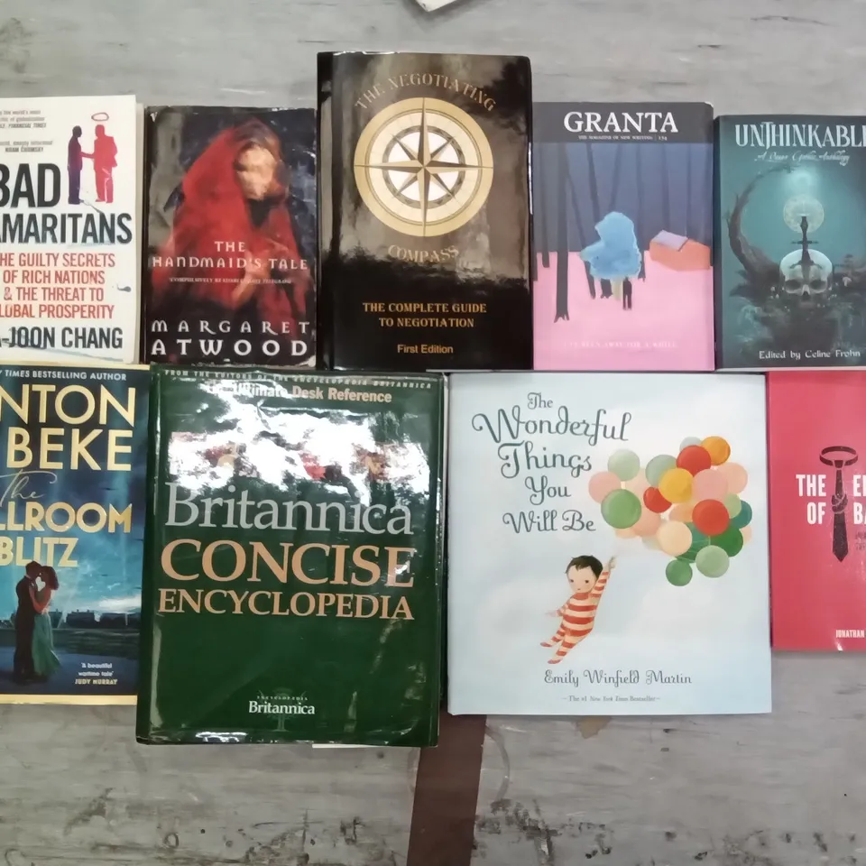 CAGE OF ASSORTED BOOKS BY MARGARET ATWOOD, TOM HINDLE, ALEXANDRA BEBEDICT, VALENTINE LOW, RICK GANNON, STEPHEN POGANY 