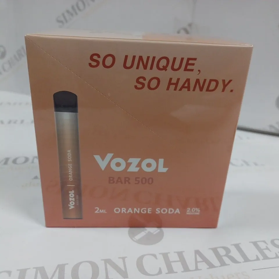 SEALED 10-PACK OF VOZOL BARR 500 E-CIGARETTES - ORANGE SODA