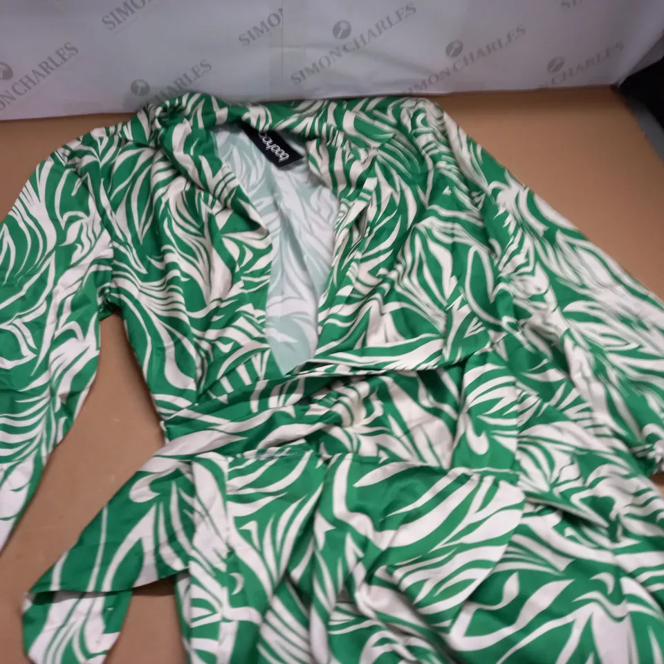 BOOHOO PLUS ZEBRA SATIN WRAP MIDI DRESS - 16