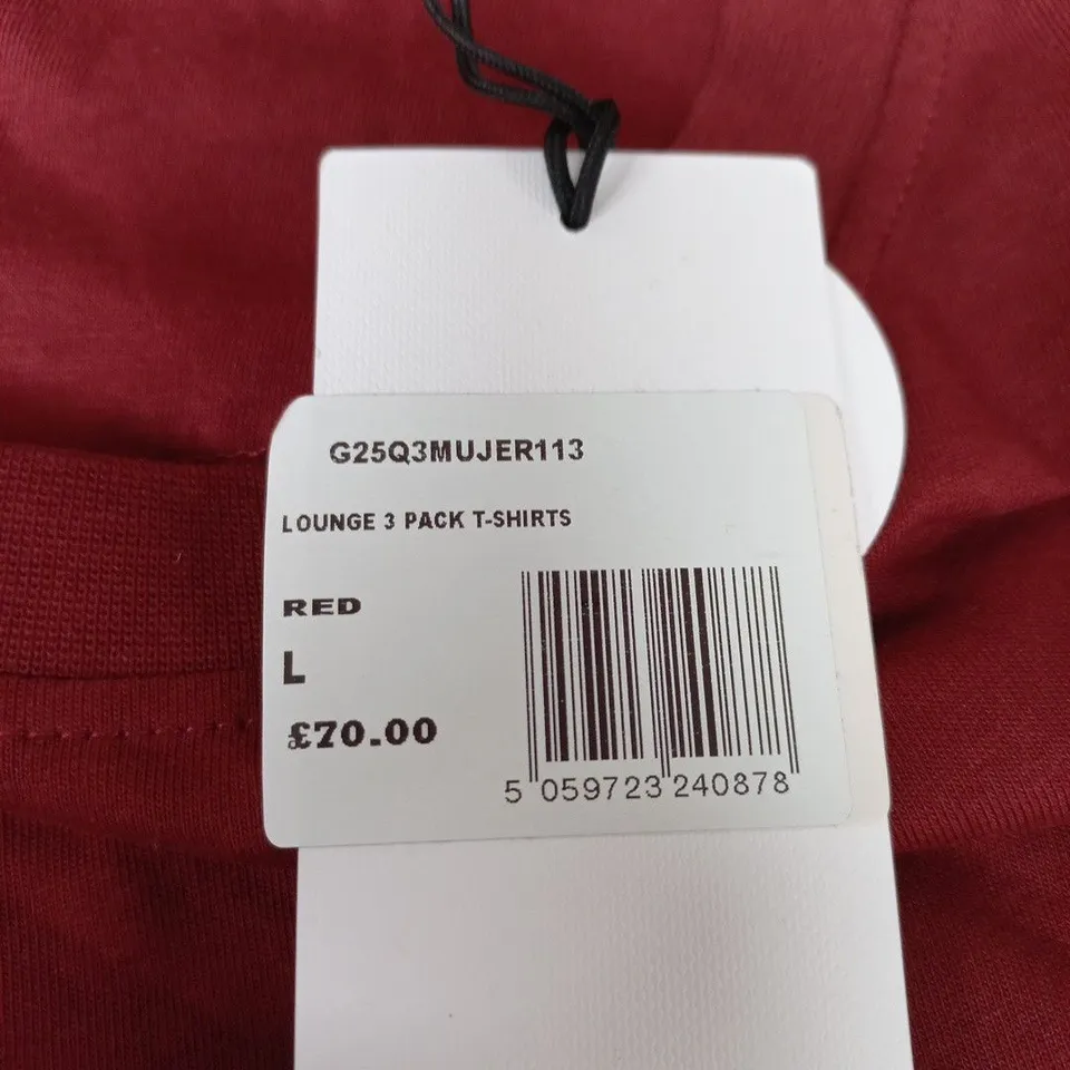 PRETTY GREEN LOUNGE 3 PACK T-SHIRTS – RED, SIZE L