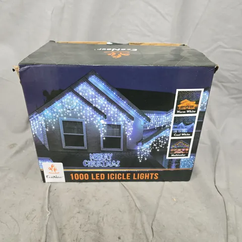 EcoNour 1000 LED Icicle Lights – Outdoor Decoration (Warm White / Cool White / Multicolor) – Boxed