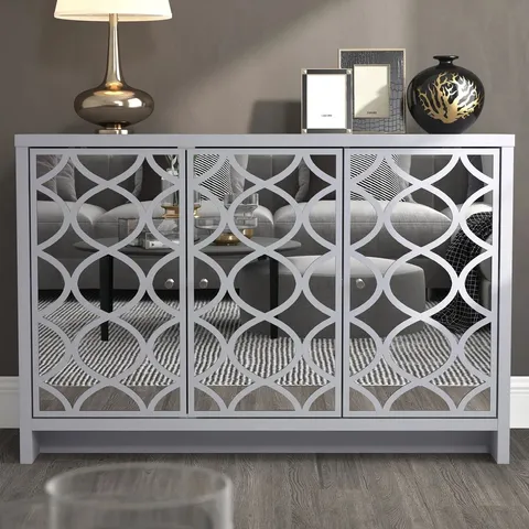 BOXED IRISVIBE WIDE 3 DOOR SIDEBOARD - GREY (1 BOX)