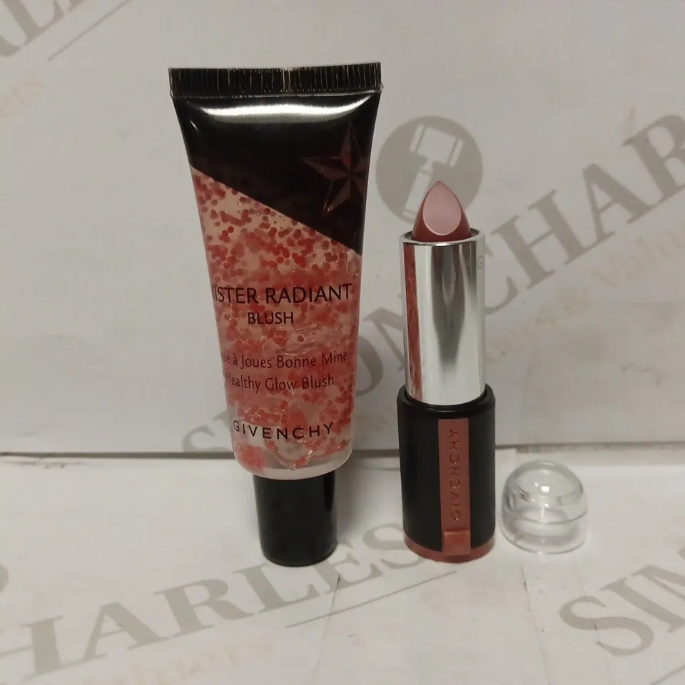 LOT OF APPROXIMATELY 11 GIVENCHY PRODUCTS TO INCLUDE 6 106 NUDE GUIPURE LIPSTICK, 5 MISTER RADIENT BLUSH (20ml)