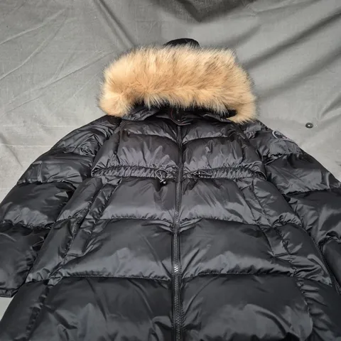 ZAVETTI CANADA BLACK PADDED HOODED PARKA COAT SIZE S