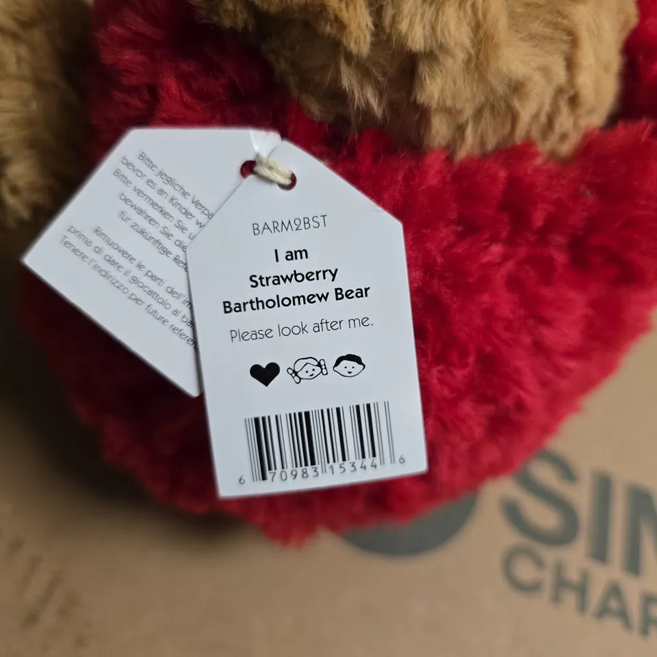 JELLYCAT LONDON - MY NAME IS  STRAWBERRY BARTHOLOMEW BEAR PLUSH TOY 