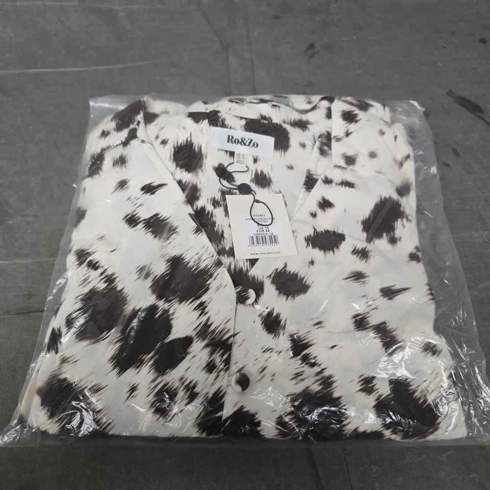 RO&ZO ANIMAL PRINT BUTTON-FRONT SHIRT DRESS – BROWN, UK 16