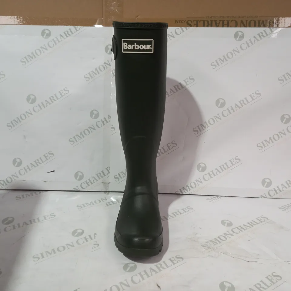 BOXED PAIR OF BARBOUR BEDE WELLIES IN GREEN UK SIZE 3