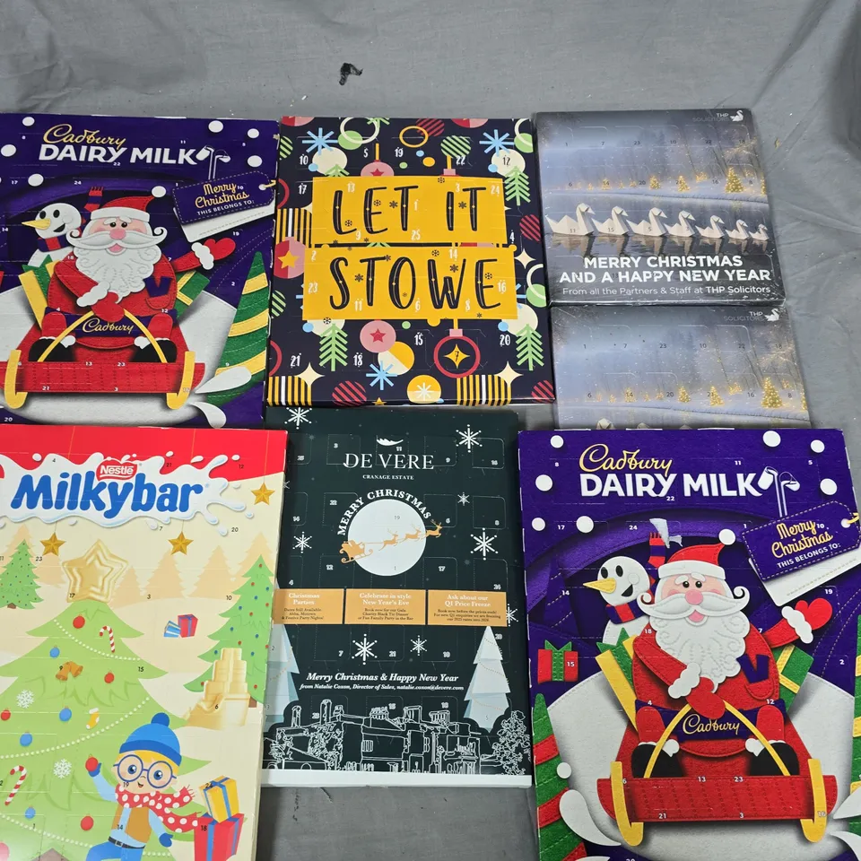 LOT OF APPROXIMATELY 20 ASSORTED CHOCOLATE ADVENT CALENDARS