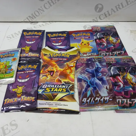 9 PACKS OF ASSORTED POKEMON CARDS TO INCLUDE; MATCH BATTLE, TRICK OR TRADE AND SWORD AND SHIELD BRILLIANT STARS
