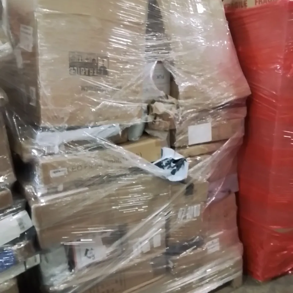 PALLET OF ASSORTED HOUSEHOLD GOODS AND PRODUCTS TO INCLUDE;MEAT GRINDER,LED FLOOR LIGHT,UTENSIL SET