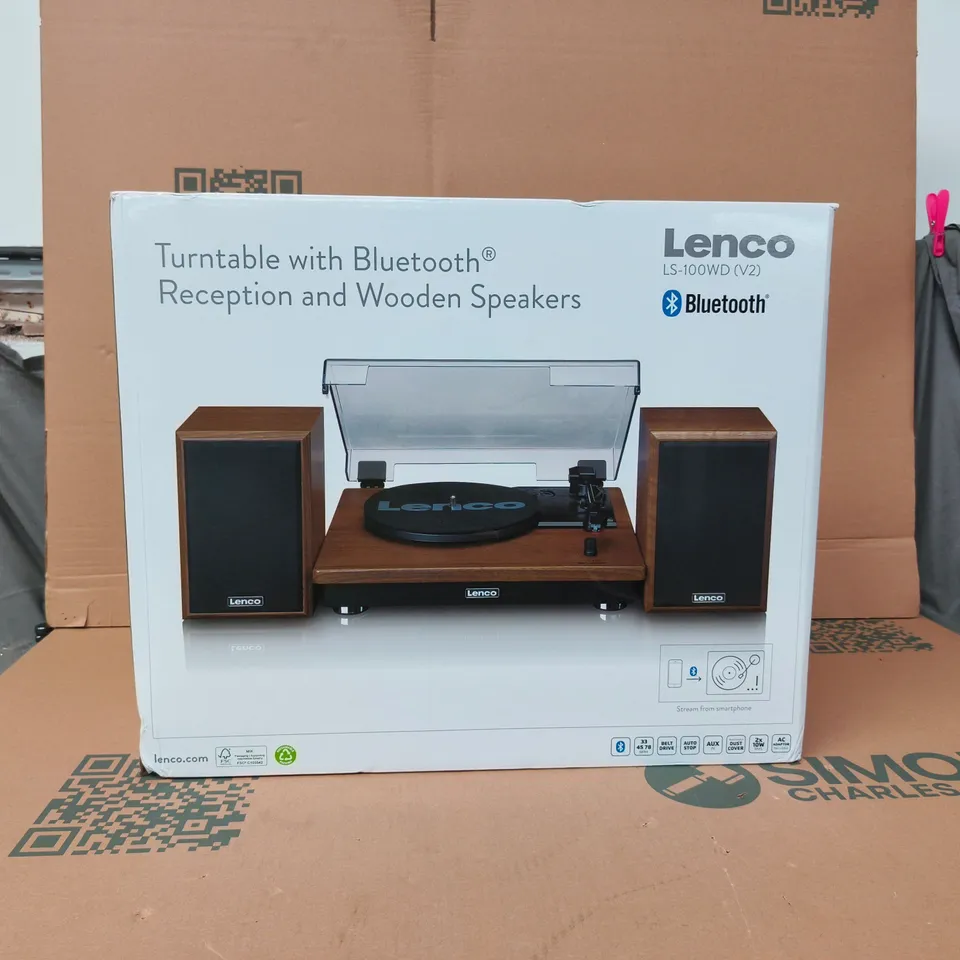 LENCO LS-100WD V2 TURNTABLE WITH BLUETOOTH RECEPTION AND WOODEN SPEAKERS