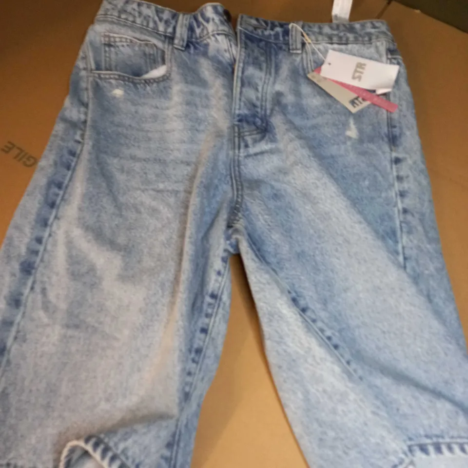 STR TEEN COLLECTION WASHED OUT BLUE JEAN SHORTS - UK 10