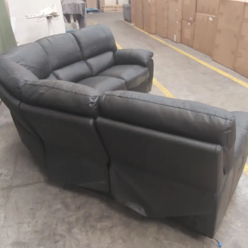 LEIGHTON LEATHER/FAUX LEATHER HIGH BACK POWER RECLINER CORNER GROUP SOFA - BLACK RRP £2599
