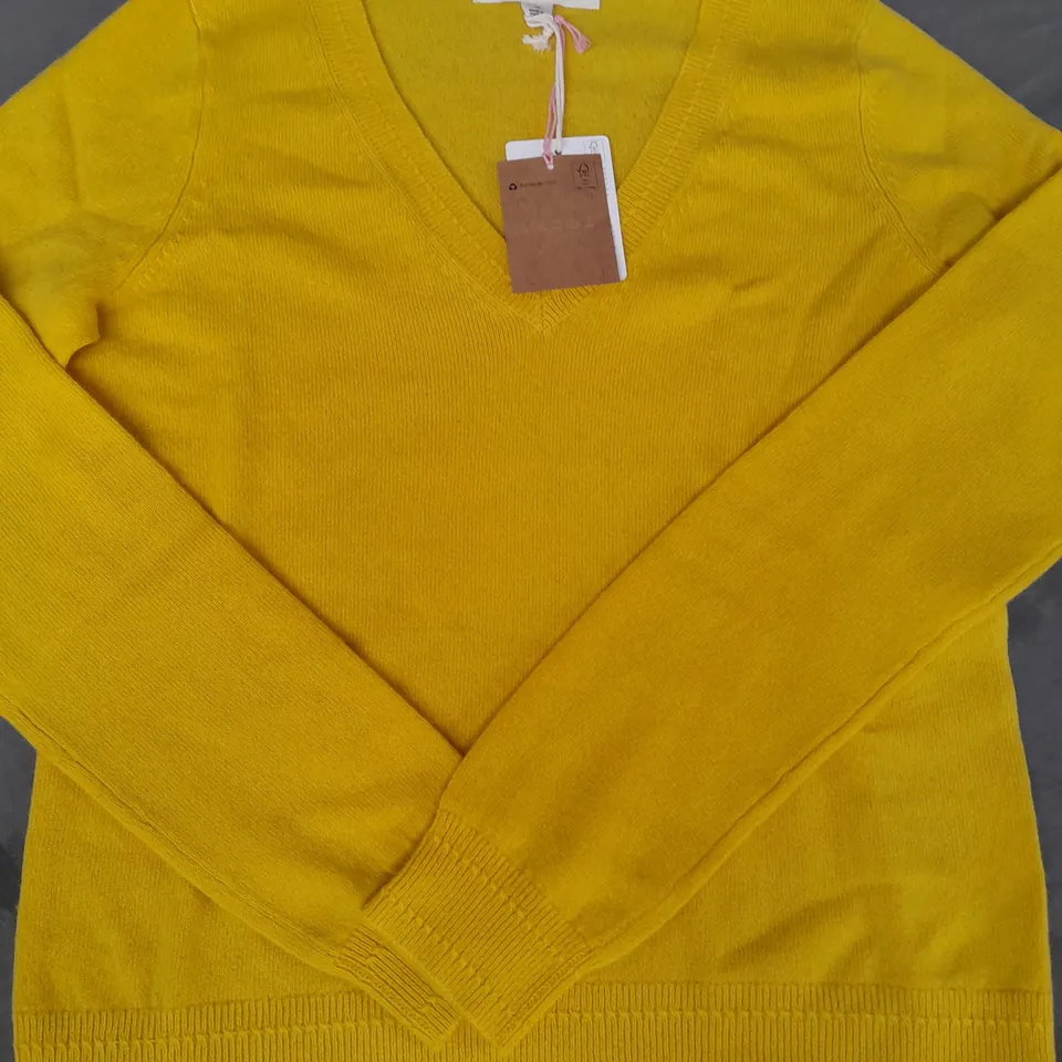 BODEN LONG SLEEVE V-NECK TOP IN YELLOW SIZE XS