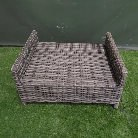 DESIGNER GREY RATTAN FOOTSTOOL