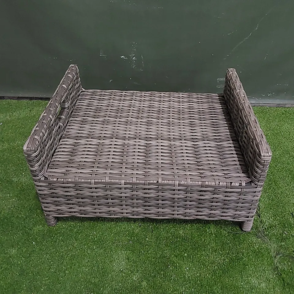 DESIGNER GREY RATTAN FOOTSTOOL
