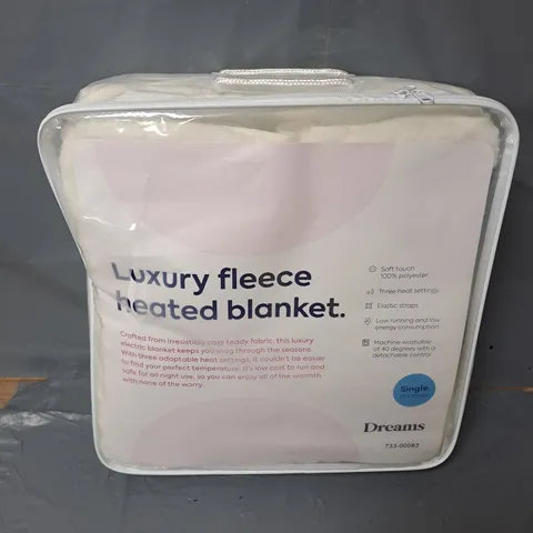 DREAMS LUXURY FLEECE HEATED BLANKET IN WHITE - SINGLE