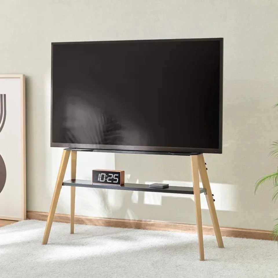 BOXED ALUIN TV STAND FOR TVS UP TO 75" - LIGHT WOOD (1 BOX)