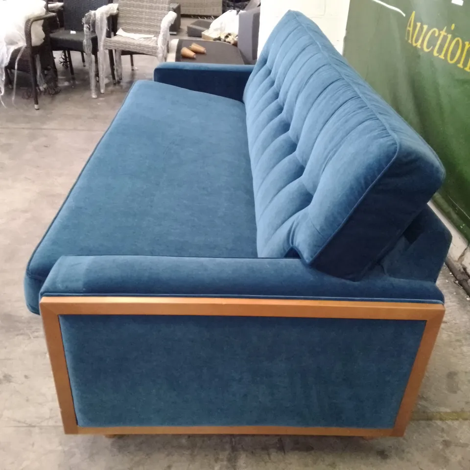 QUALITY DESIGNER G-PLAN VINTAGE 59 RR LARGE SOFA - MATT VELVET INDIGO FABRIC 