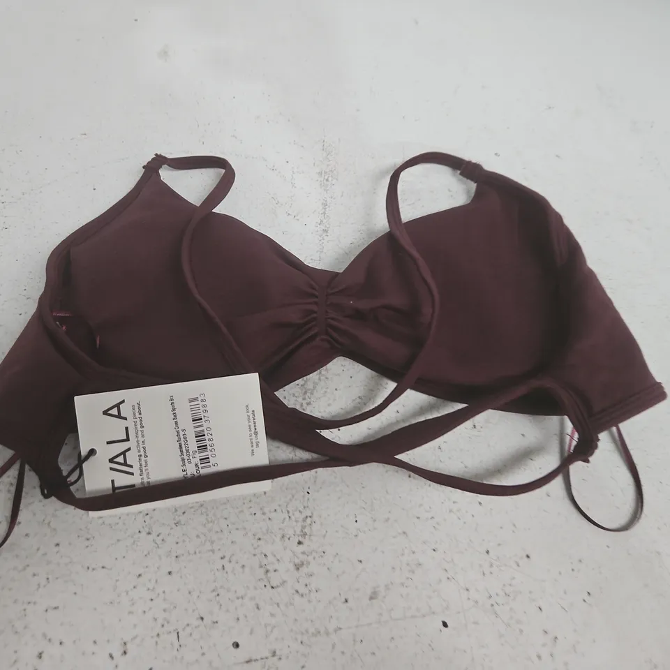 TALA SCULPT SEAMLESS RUCHED CROSS-BACK SPORTS BRA – FIG – SIZE S