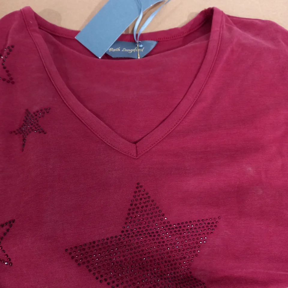 RUTH LANGSFORD BURGUNDY TOP EXTRA SMALL 