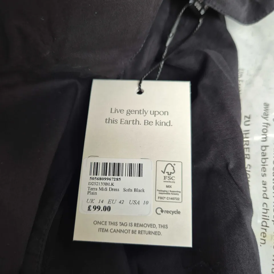 NOBODY'S CHILD TERRA MIDI DRESS – BLACK, UK 14 (EU 42)
