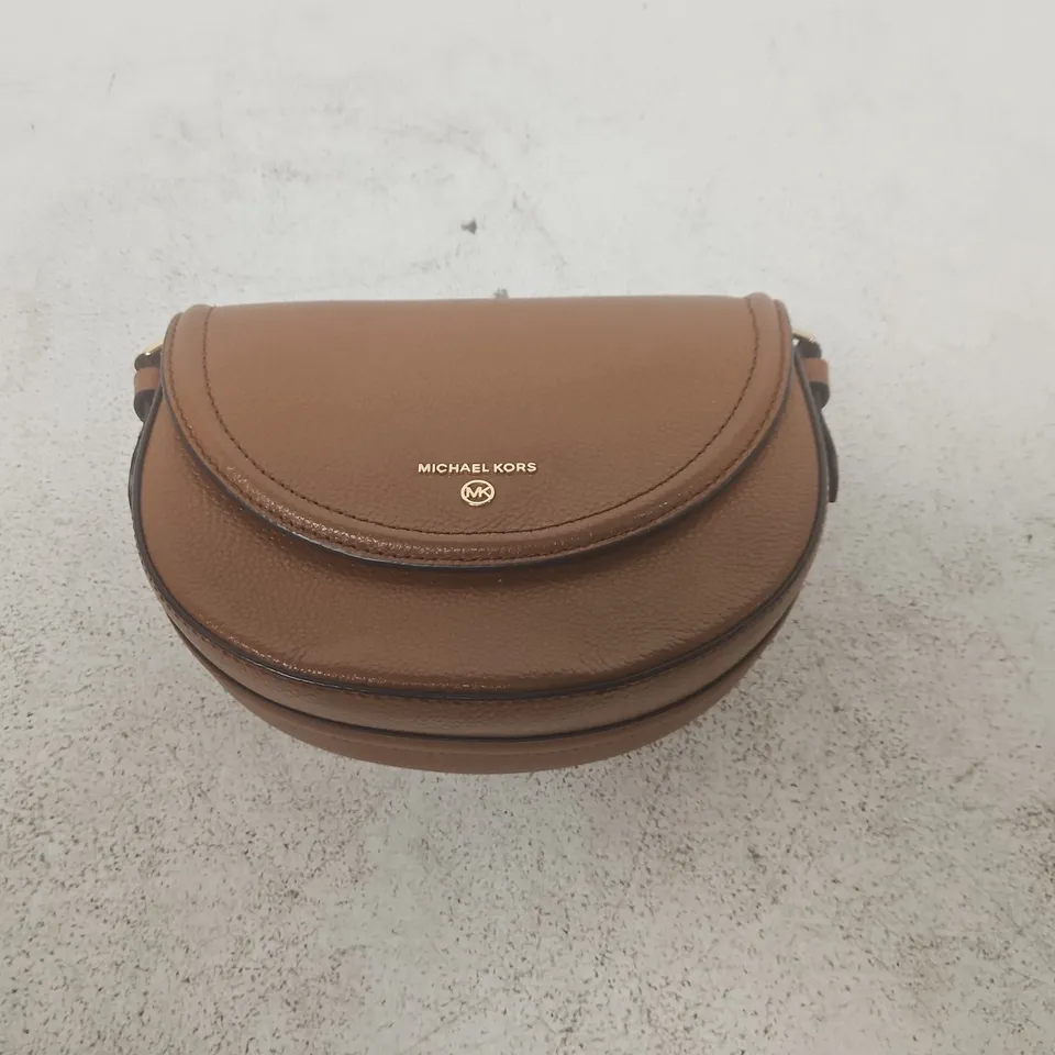 MICHAEL KORS BROWN LEATHER CIRCULAR CROSSBODY BAG