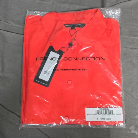 BAGGED FRENCH CONNECTION BUTTON-UP SHIRT – FLAME ORANGE (SIZE S)
