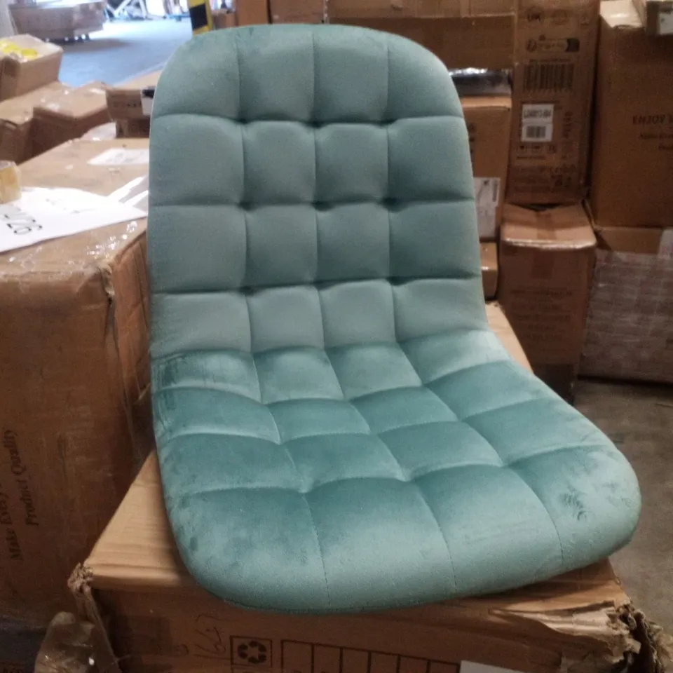 BOXED SET OF 4 SEAFOAM GREEN VELVET DINING CHAIRS 