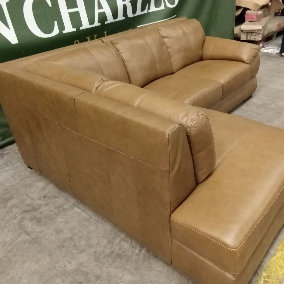 MARLOW ITALIAN LEATHER LEFT HAND CORNER CHAISE - TAN RRP £2399